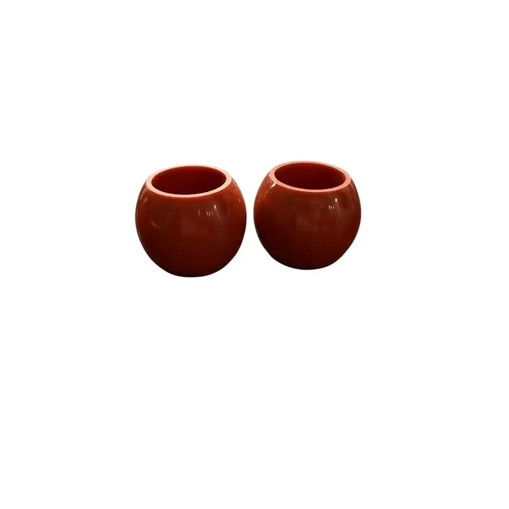 Vintage Bakelite Napkin Rings Set of 4 Orange Red Chunky Mid Century Modern